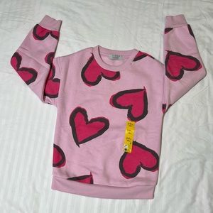 Girl’s Printed Heart Long Sleeve Sweatshirt